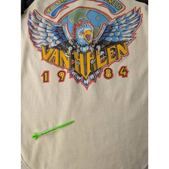 Vintage Van Halen 1984 Tour baseball shirt 3/4 Sleeve S Small 80's Vtg *Flaws - Picture 7 of 12
